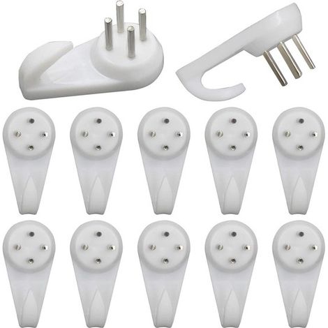 Lot de 12 crochets sans trace pour cadres photo, grands clous muraux invisibles en plastique, pour tableaux et décorations murales (1/5)