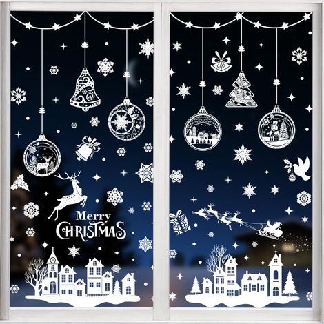 Stickers Noel Fenetre, Réutilisable Vitre Pvc Autocollant Decoration Noel Fenetre Electrostatique, Decoration Noel Interieur Maison Pour Porte Vitrine Verre Maison Magasin Bureau (244) (1/5)