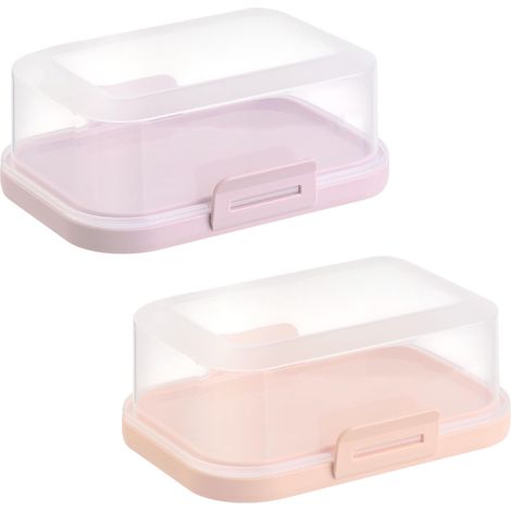 2 beurriers empilables avec couvercle et fermeture à clic, mélange de couleurs colorées, 1, boîte en plastique, cloche à beurre, sans BPA, multi-usages, robustes (1/5)