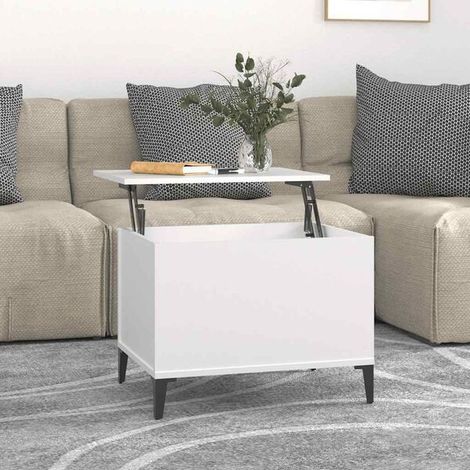 Table Basse en Bois d'Ingénierie, Blanche, 60x44.5x45 cm (1/5)