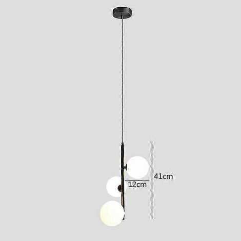 Suspension LED en forme de boule de verre nordique, laiton noir, lampe suspendue pour chambre, salon ou salle à manger, luminaire décoratif moderne (blanc froid noir - 3 têtes) (1/5)