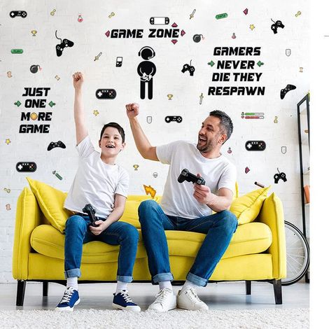 Gamer Room Decor Gaming Stickers Muraux Autocollant Garçons Chambre Stickers Jeu Vidéo Décor Manger Sommeil Jeu Sticker Mural pour Gamer Chambre Salle De Jeux Décorations (1/5)
