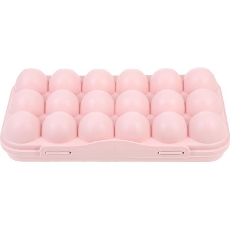 Boîte à œufs en plastique réutilisable, support de stockage pour 18 œufs, plateau à œufs empilable pour réfrigérateur avec couvercle, rose (1/5)