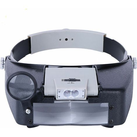 Bandeau Loupe Horloger Mains Libres Loupe avec Lumière Casque Loupe Grossissante avec LED Lumière, pour Horloger, Bijoutier, Lecture (1/5)