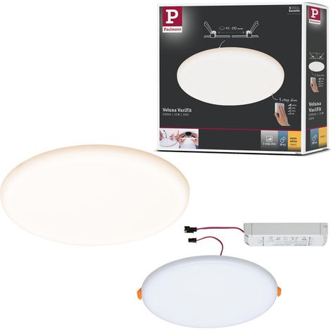 Panneau LED spots encastrés VariFit IP44 gradable sur 3 niveaux 215 mm rond incl. 1x21W plafonnier Satin plastique 3000K (1/5)
