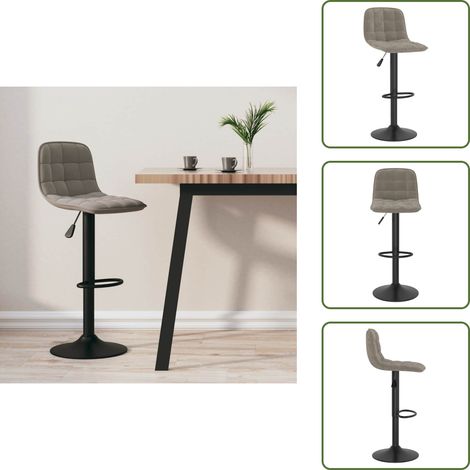 Tabouret de bar Gris clair Velours - Tabouret De Bar - Tabouret De Comptoir - Chaise De Bar - Fauteuil De Bar - Siège Pivotant (1/5)