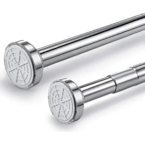 Barre de douche télescopique en acier inoxydable brossé, extensible de 150 à 260 cm, installation sans perçage, extrémités antidérapantes (1/5)