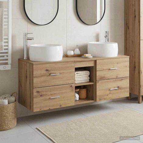 vidaXL Bathroom Furniture Set 3 pcs Artisan Oak 49.5 x 44.5 x 66 cm (1/5)