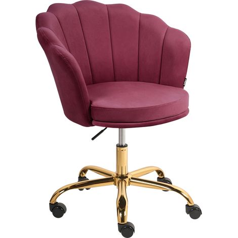 Chaise de Bureau en Velours Hauteur Réglable Pivotante Forme Coquillage Bordeaux Monticello (1/5)