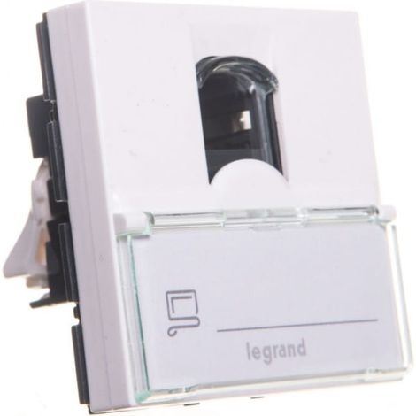 Enchufe multimedia blanco - RJ45 - 2 módulos - para cable Cat 6 - Mosaic - Legrand