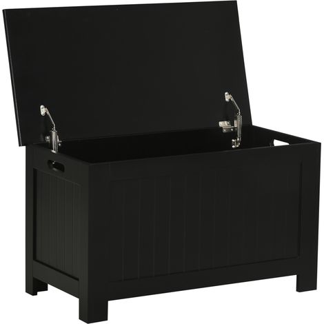 Banc coffre de rangement, noir, 81 x 40 x 46 cm, avec couvercle, pour chambre salon, assise confortable, rangement salon chambre