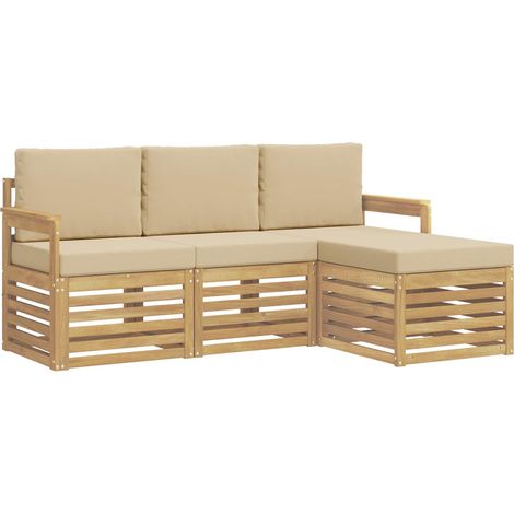 Set di divani da esterno 4 pz Salotto da Giardino Bianco e Beige (1/5)