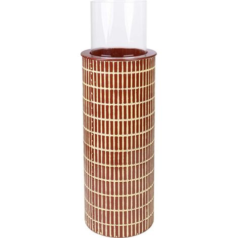 Portavelas de metal rojo 21.5x21.5x65.5h cm (1/5)