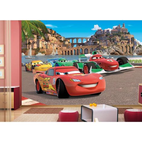 Papier peint Cars Panorama Disney 360 x 254 cm – Décor mural haute définition – Facile à poser en 4 étapes – Colle incluse – Ag Art (1/3)