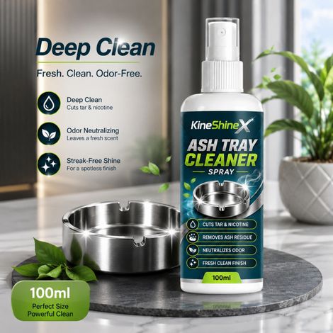 KineShineX Aschenbecher-Reinigungsspray entfernt kraftvoll Teer- und Nikotinrückstände und löst Zigarettenablagerungen schnell auf. (1/5)