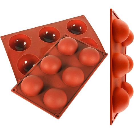 Set mit 3 Silikon-Halbkugelformen, 6 Mulden, 65 mm, große halbrunde Kuchenform für Schokolade, Kuchen, Gelee und Kuppelmousse (1/5)