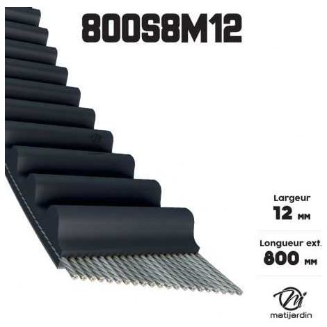 Courroie tondeuse 800-S8M12 simple denture  12 x 800 mm (1/4)