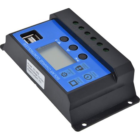 Régulateur de charge solaire MPPT 20A 12V/24V avec écran LCD et double port USB, contrôle intelligent (1/5)
