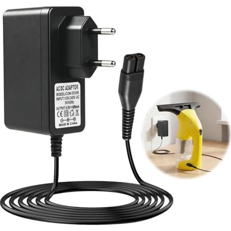 Chargeur 5,5V pour Kärcher WV2 WV1 WV5 WV6 WV50 WV55 WV60 WV70 WV5 Premium WV2 Plus WV6 Plus WV75 Plus KV4, 600mA Câble Alimentation Compatible Série WV Classic WV KV KW Nettoyeur Lave Vitre (1/5)