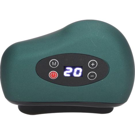 Appareil électronique de massage facial Gua Sha avec aiguilles de pierre chauffantes et vibrantes pour la nuque, 12 niveaux de puissance, vert foncé. (1/5)