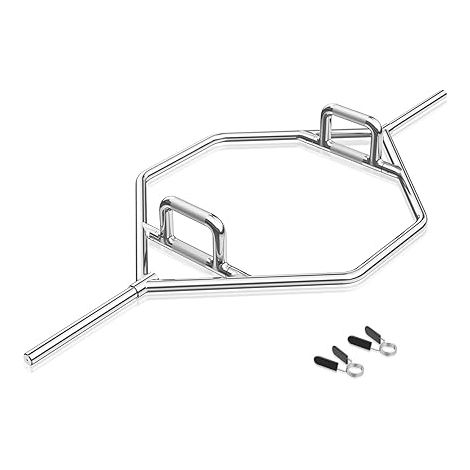 GOPLUS Barre Hexagonale Olympique avec Poignées Moletées et Pliables, Barre d'Haltères Hexagonale en Métal, pour Haussement d'Épaules et Accroupissement Haltère d'Haltérophilie, Capacité de 363 KG