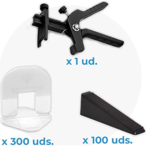 Level Kit pack de nivelación cerámica (300 calzos, 100 cuñas y alicates) 1 mm