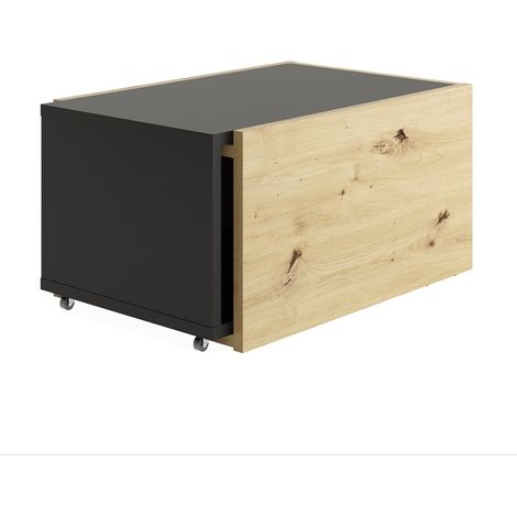 Table basse 74,5x49,5x38,5 cm naturel et noir (1/5)