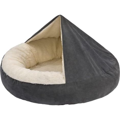 Lit pour Animaux de Compagnie - Banc pour Chien et Chat avec Coussin et Couverture - Panier Confortable Couvert pour Animaux de Compagnie - Convient aux Petits et Moyens Chiens - Couleur Grise - Dimen (1/5)