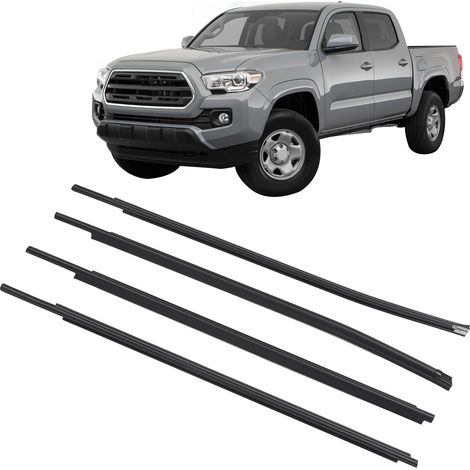 Ensemble de 4 joints d'étanchéité pour portes et fenêtres avec bandes d'étanchéité, garniture moulée, version deux portes, joint d'étanchéité de fenêtre 68163-0C010, convient pour Toyota Tundra Double (1/5)