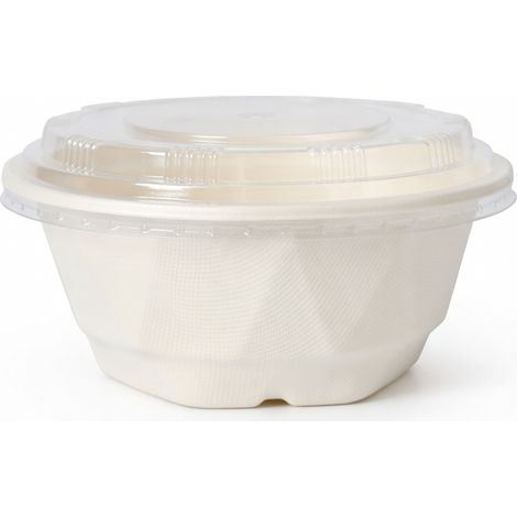 Bol jetable à facettes très épais 750 ml avec couvercle transparent