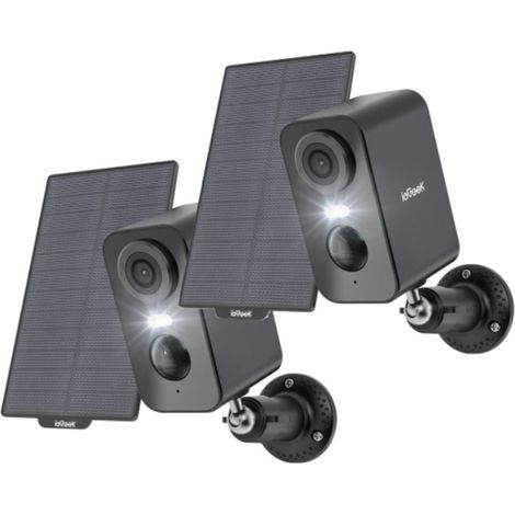 2Stk.ieGeek 2K Überwachungskamera Aussen Akku Solar, 5200mAh Akku Kamera Überwachung Aussen WLAN, PIR-Bewegungserkennung, Bunte Nachtsicht, 2-Wege-Audio, Spotlights, Alexa-kompatibel (1/5)