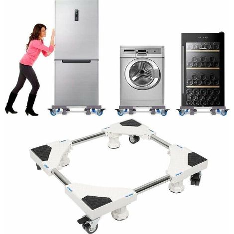 Base de Machine à Laver, Socle LaveLinge Roulettes, Support Pour Réfrigérateur Congélateur Sèche Linge Réglable 4769cm Charge 150 kg (1/5)