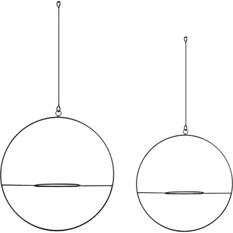 Juego de 2 soportes para plantas Opsterland para colgar en metal negro 030007732 (1/2)