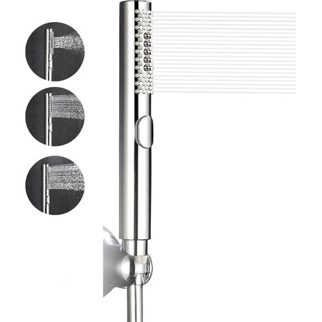 Soffione doccia, soffione doccia per bagno, soffione doccia ad alta pressione con 3 funzioni, finitura cromata, corpo in ABS (argento) (1/5)