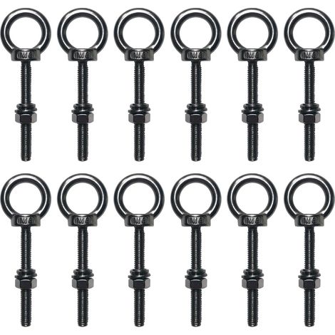 12 Pièces Boulon À Anneau M6 x 50mm, Anneau Inox Boulon avec Rondelle et Écrou, Anneau de Levage M6, Vises annulaires Boulons oculaires pour fixation et suspension
