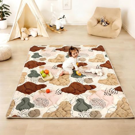 Tapis d'eveil Bebe, épaissi Tapis de Jeux Bebe 180x150cm, Antidérapant, Lavable en Machine, Pliable Tapis d'éveil et de Jeux, Tapis Sol Bebe de Jeu pour Parc, Conception de Style Bohème (1/5)