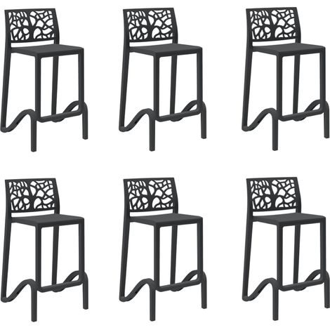 Sgabello bar alto H. seduta 65 cm con schienale TETI Nero set 6 pezzi (1/2)