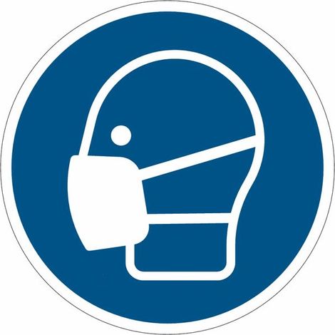 Cartelli di obbligo ISO 7010 "Maschera obbligatoria" M016 - Numero Pezzi: 10 pezzi - Misura: 50mm x 50mm