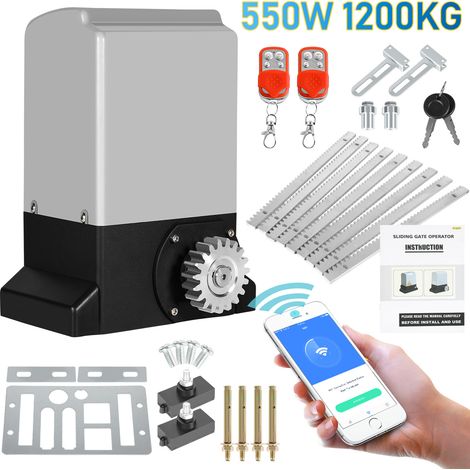 TolleTour Apriporta scorrevole 550W fino a 1200 kg, Motore elettrico per cancello con 2 tasti, telecomando e funzione Bluetooth APP, Gestore di cancelli