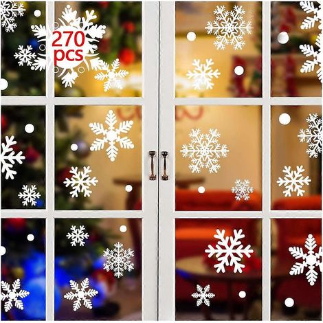 270 Schneeflocken-Fensteraufkleber, abnehmbare Weihnachtsdekorationen, für Zuhause, Büro und Glastüren.