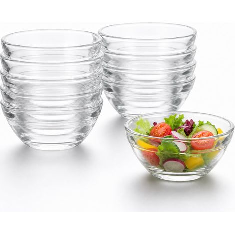 Verrines En Verre Transparentes, Lot De 10 Mini Bols Ronds 6cm, Coupelles Cuisine Pour Condiments Et Épices, Empilable Pour Usage Quotidien Et Fêtes (1/5)