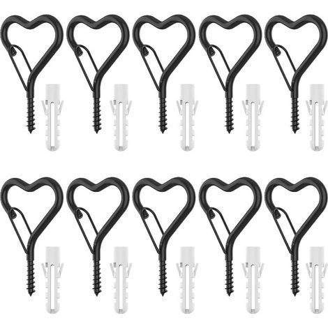 Lot de 12 crochets Q, 12 crochets à vis en forme de Q avec boucle de sécurité et 12 tubes d'extension pour suspendre des guirlandes lumineuses extérieures, des lumières de Noël, des plantes, à monter
