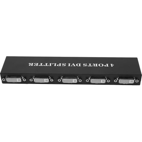 Répartiteur DVI 1x4 pour PC, moniteur, vidéoprojecteur et écran, qualité HD stable, alimentation UE large voltage 100‑240V.