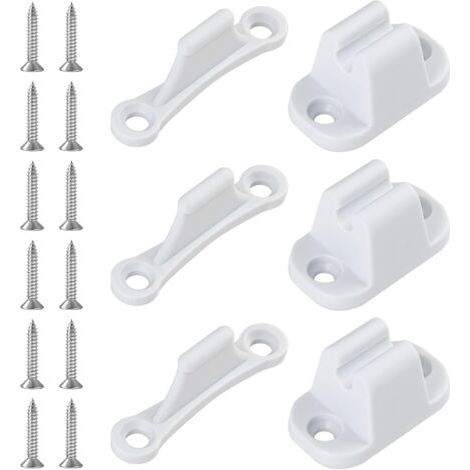 QORVA-Lot de 3 butées de porte extérieures en plastique blanc pour caravane, camping-car, bateau, avec 12 vis, accessoires de camping (1/5)