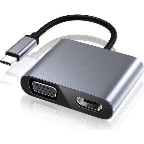 USB C auf VGA HDMI Adapter, Typ C auf VGA HDMI 4K UHD Konverter Adapter kompatibel mit Laptops MacBook Pro/Air Nintendo Dell HP Samsung S8/S9 Huawei Mate 30 und mehr