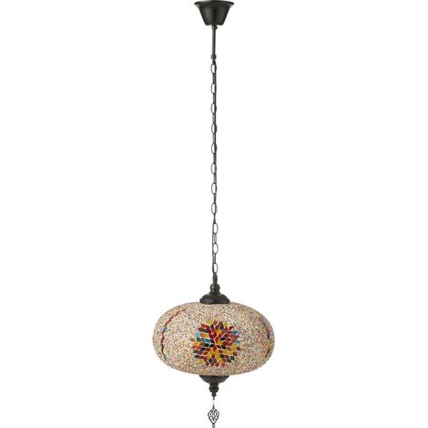 Suspension mosaïque en verre orange ambiance orientale chaleureuse - Orange mosaïque multicolore (1/5)
