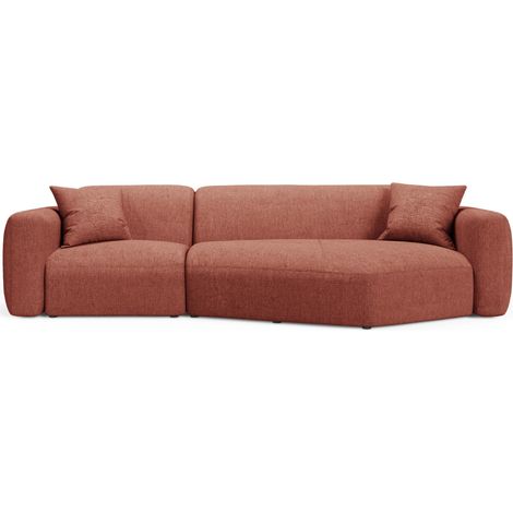 Canapé d'angle droit modulable 3 places tissu structurel corail (1/4)