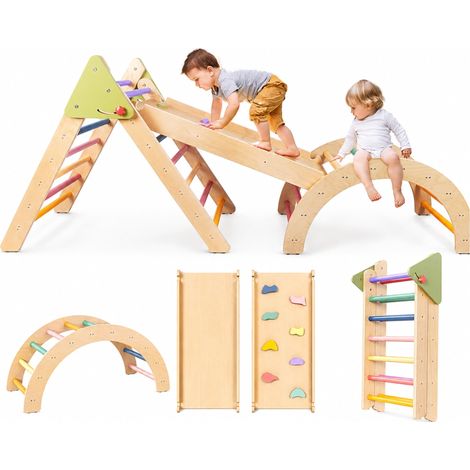 Struttura Montessori GINGER HOME 5 in 1 in Legno con Triangolo Pikler, Arco, Scivolo e Tavola da Arrampicata (1/5)