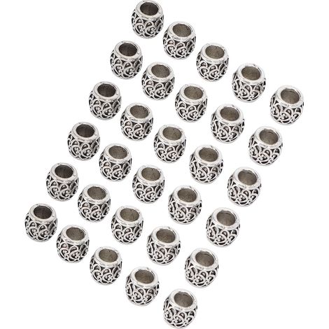 30 perles tendance pour barbe, cheveux et tresses, style vintage, pour la création de bijoux et bracelets.