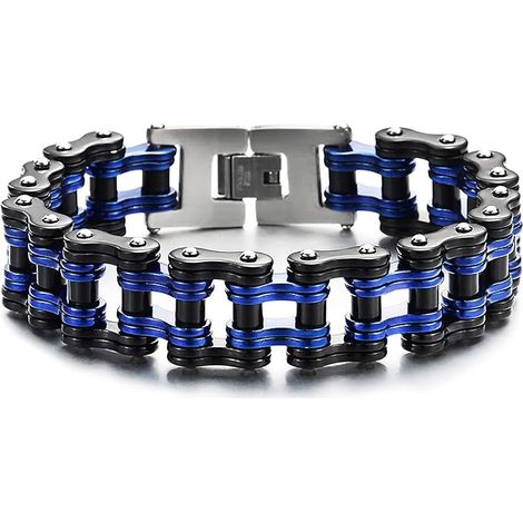 Chaîne de vélo robuste et épaisse, bracelet pour homme, bracelet en acier, finition argentée polie miroir